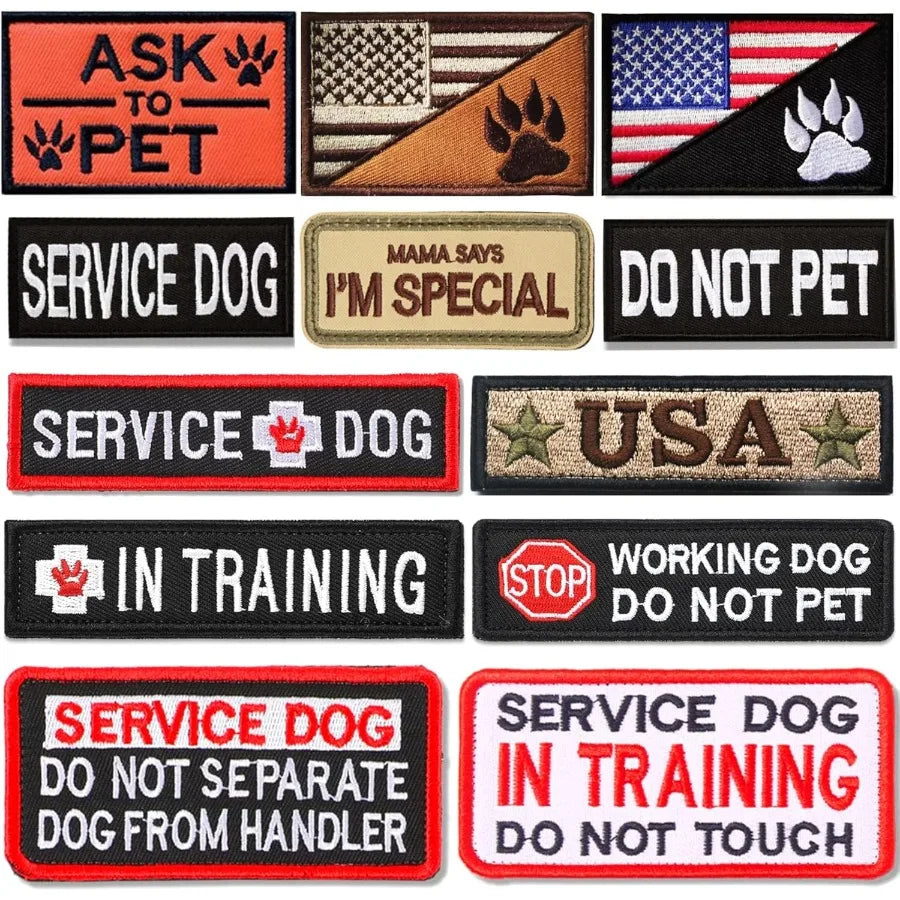 High Concerned Service Dog Patches Removable Tactical Hook Loop Embroidered