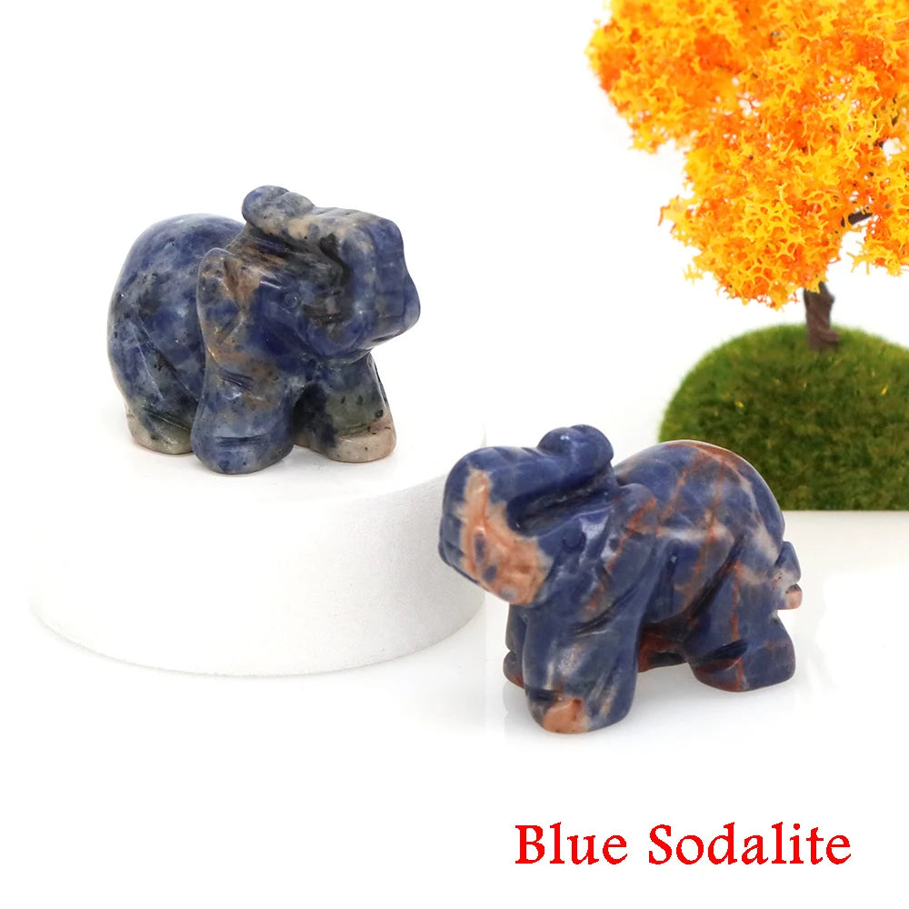 Lucky Elephant Statue Aventurine Amethyst Crystal Feng Shui Figurine Chakra