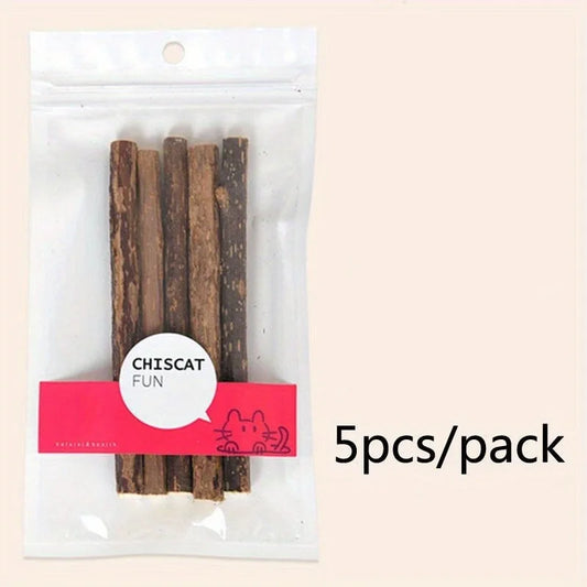 5PCS Cat Cleaning Teeth Pure Natural Catnip Cat Molar Toothpaste Stick Silvervine Actinidia Fruit Matatabi Cat Snacks Sticks