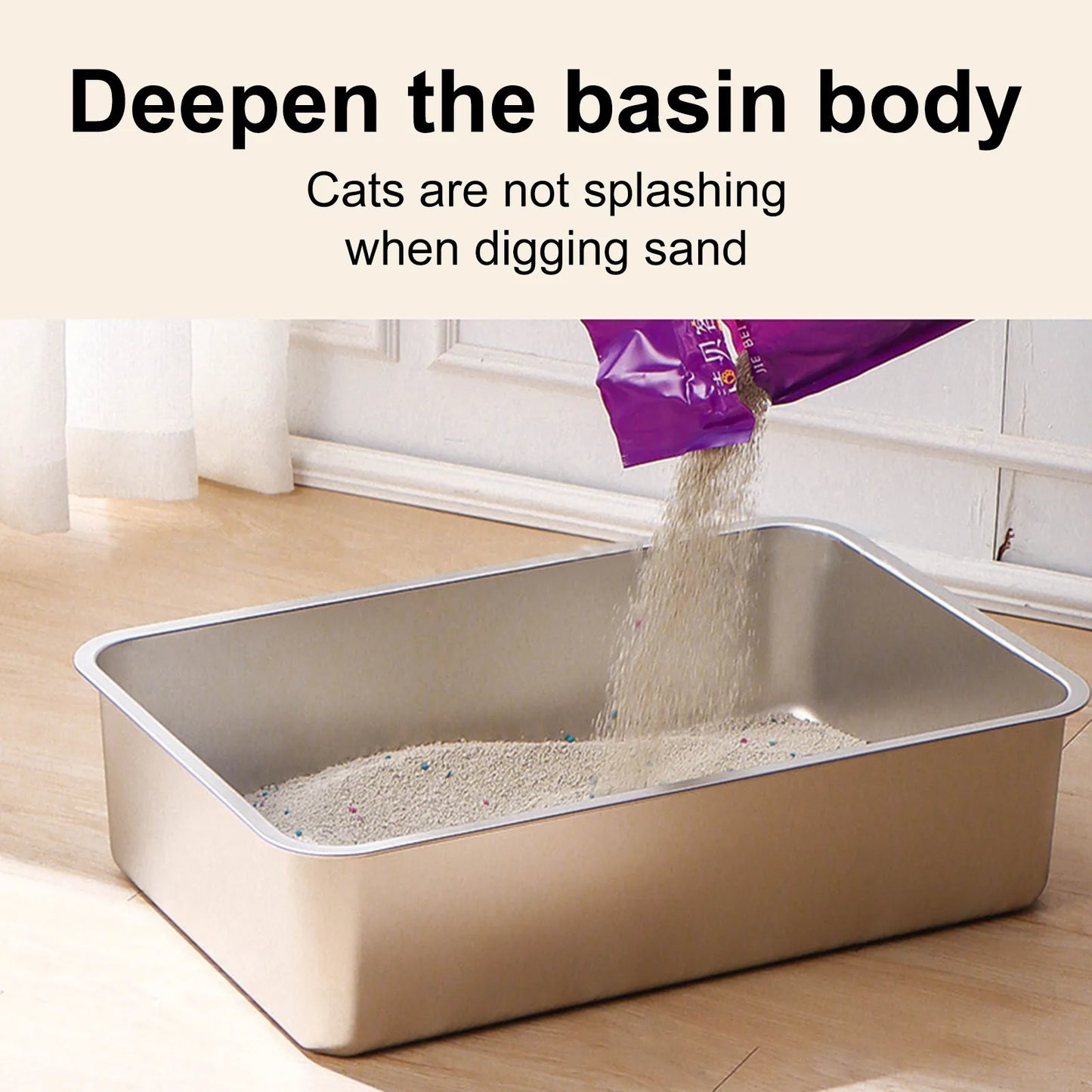 304 Stainless Steel Cat Litter Box Indoor High Sided