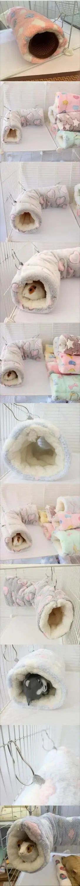 Small Pet Hamster Tunnel Hammock Plush Hanging Bed Hideout Sleeping Bag Cozy Soft Design Privacy Nest