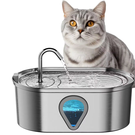 3.5L Stainless Steel Automatic Cat Water Fountain Led