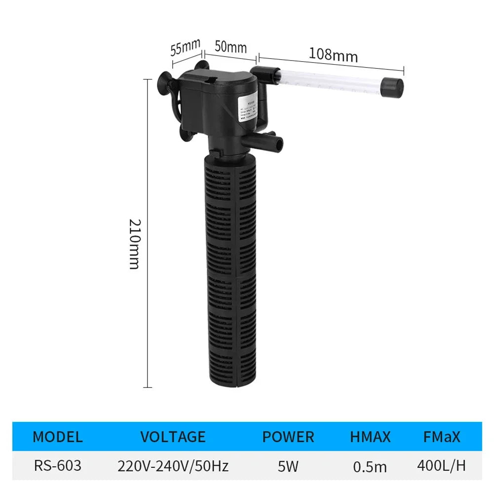 3 in 1 Silent Aquarium Aeration Filter Submersible Pump