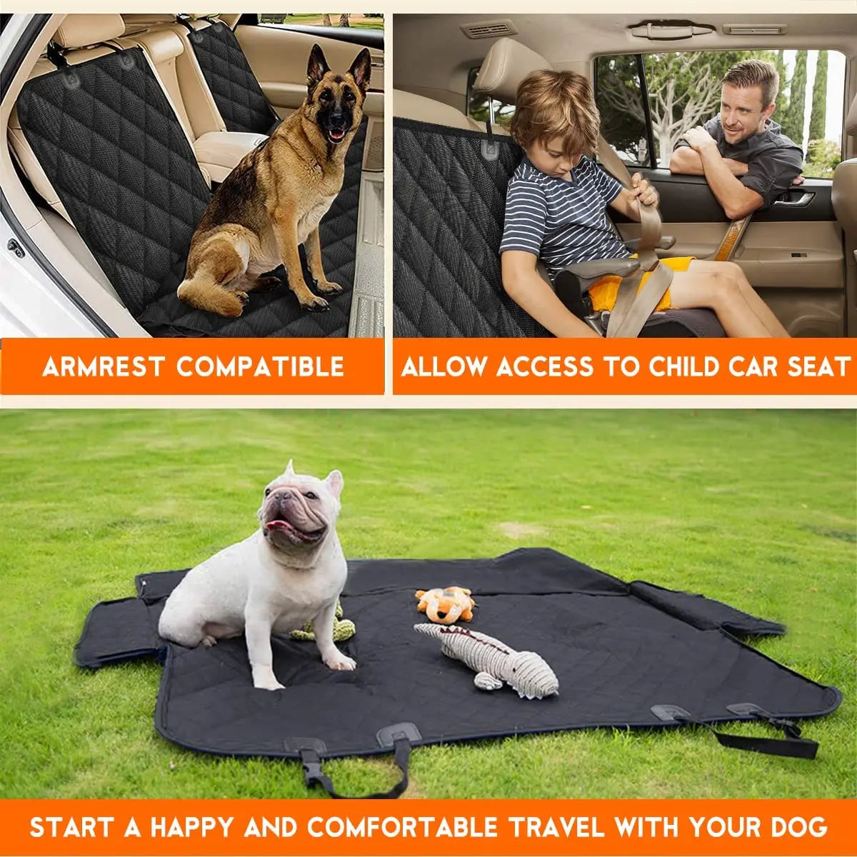 Pet Dog Car Seat Cover Travel Carrier Mattress Foldable Waterproof Non Slip Seat Protector Mat for Medium Large Dogs