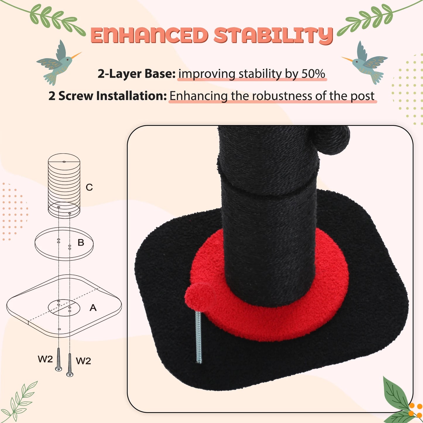 Flower Cat Scratching Post Small Cat Tree Tower Cat Scratcher Indoor Cats Super Thick Scratching Post Removable Cat Bed