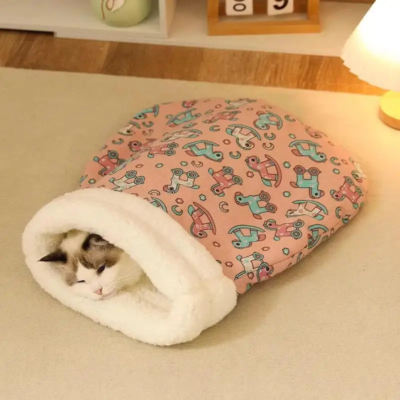 Cat Sleeping Bag Nest Winter Warmth Semi Enclosed Bed