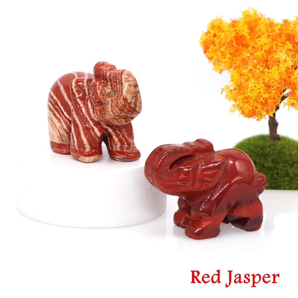 Lucky Elephant Statue Aventurine Amethyst Crystal Feng Shui Figurine Chakra