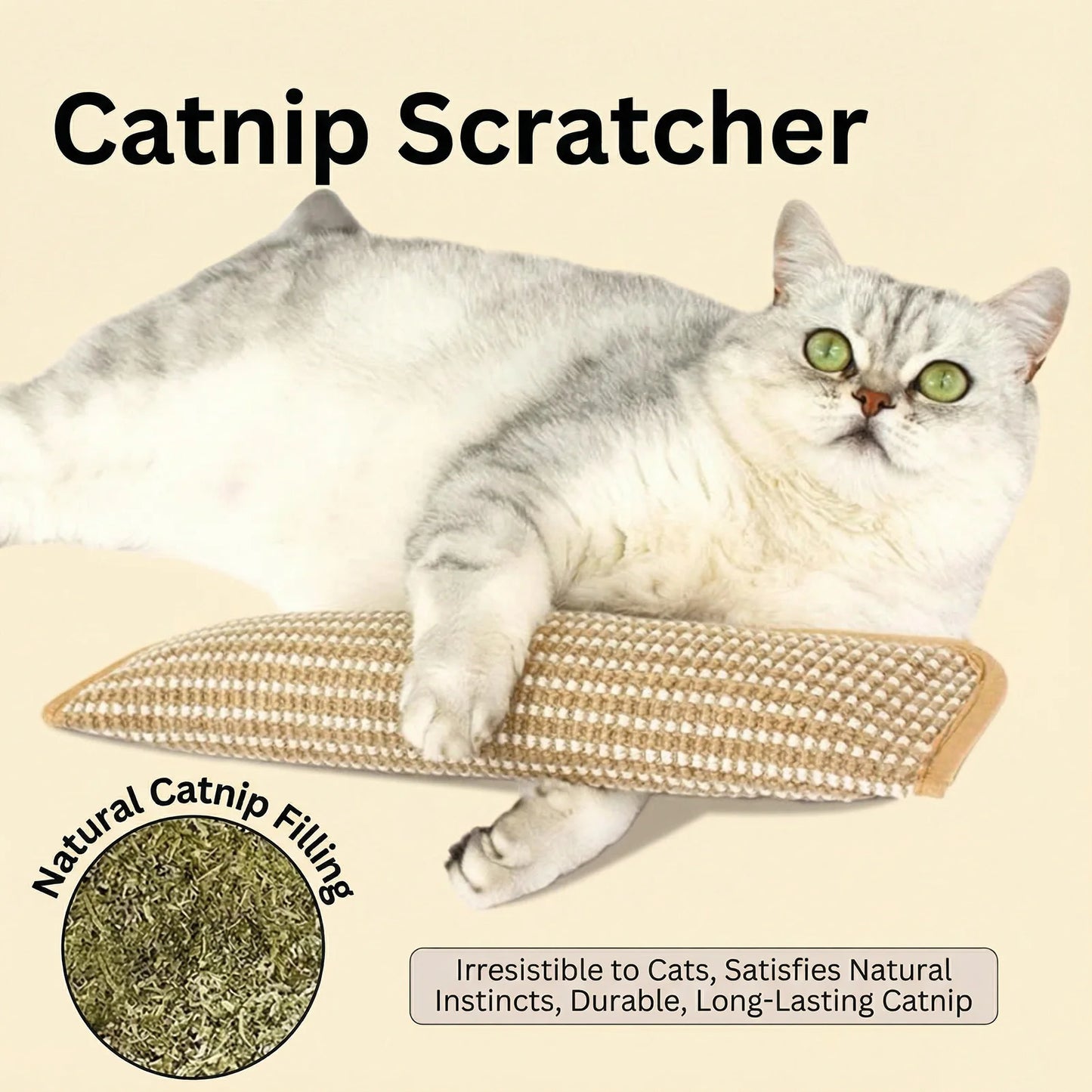 Cat Pillow Chew Toy Durable Hemp Scratching Pad Oral Care