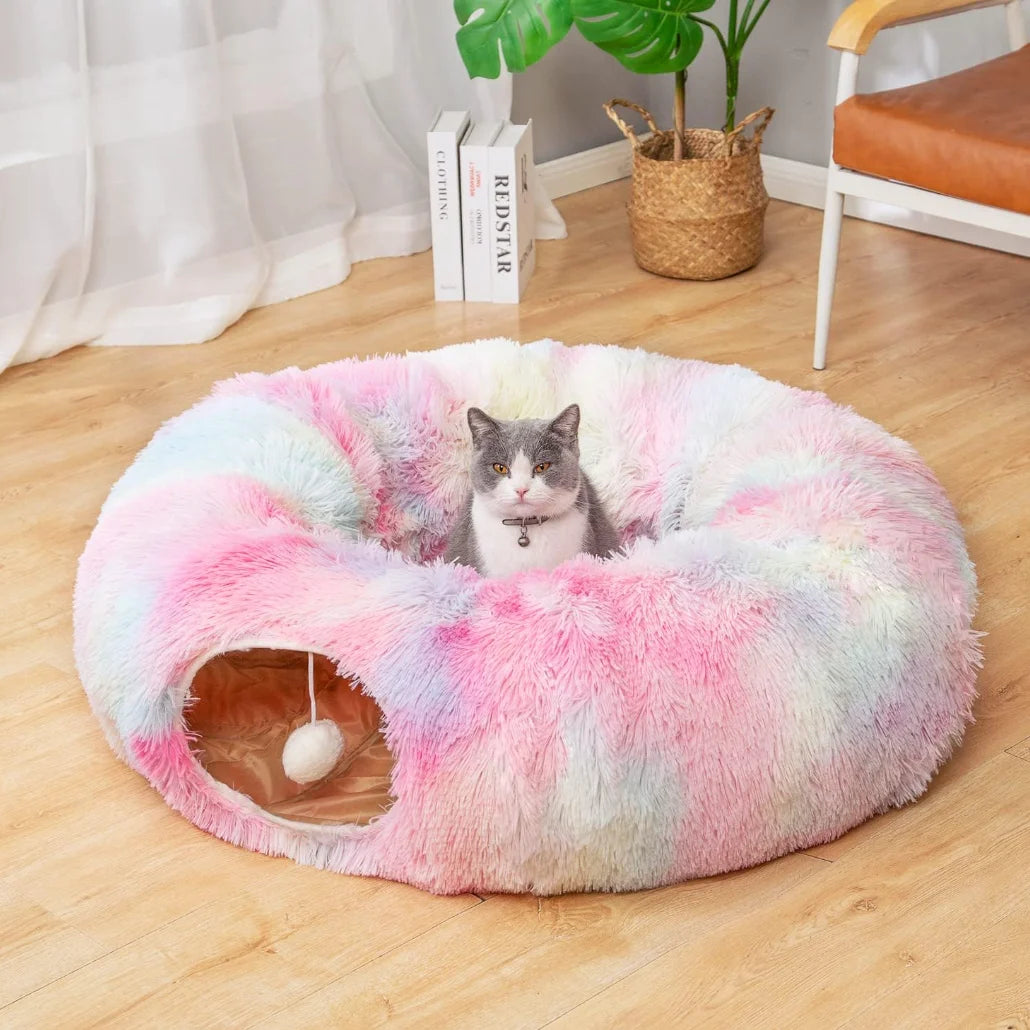 Kylinsure Plush Cat Tunnel Bed For Cats Cozy Hideaway