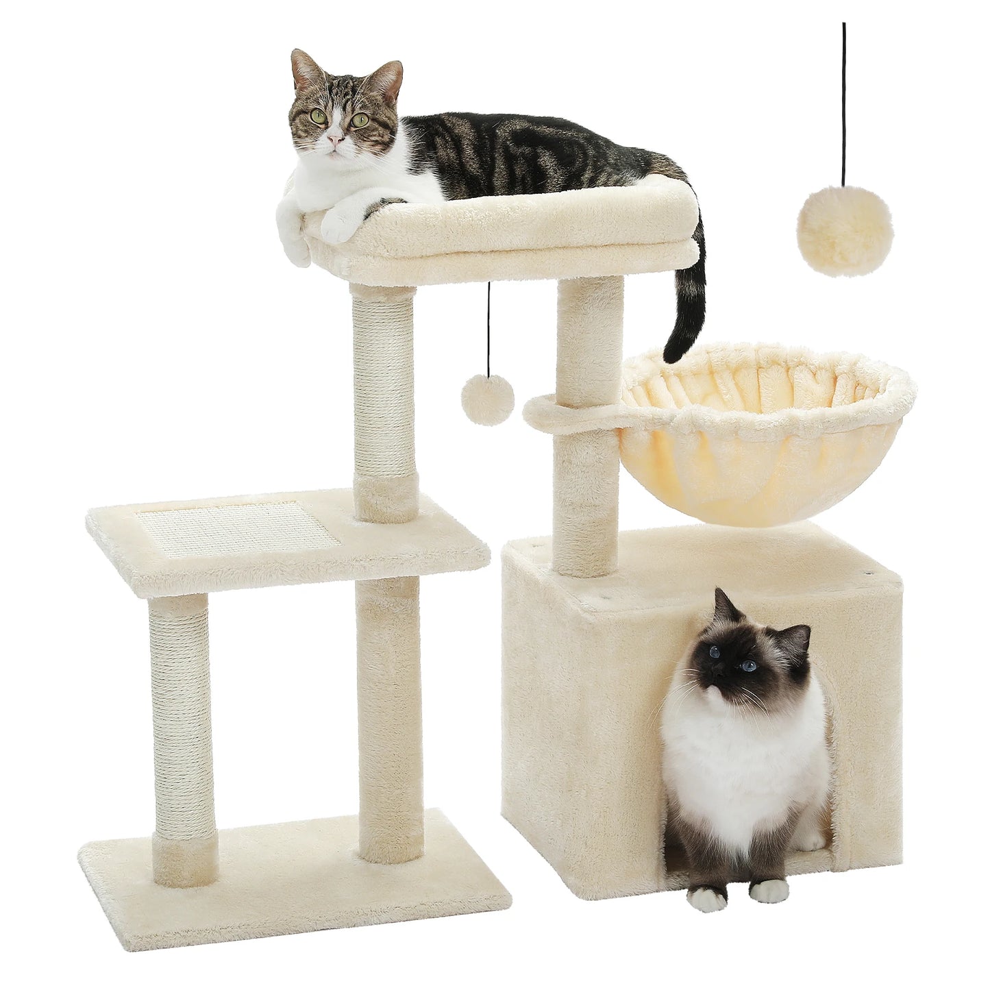 Cat Tree Cat Tower for Indoor Cats with Big Hammock Removable Top Perch and Scratching Posts Grey