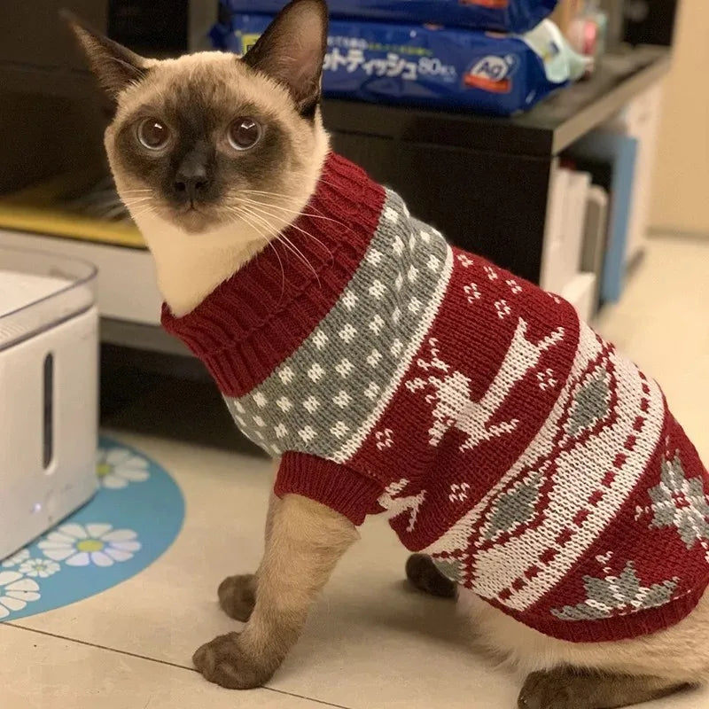 XS-XXL Christmas Pet Dog Sweaters Autumn Winter Warm Pet Cat Clothing for Small Large Dog Chihuahua Puppy Sweater Coat Outfit