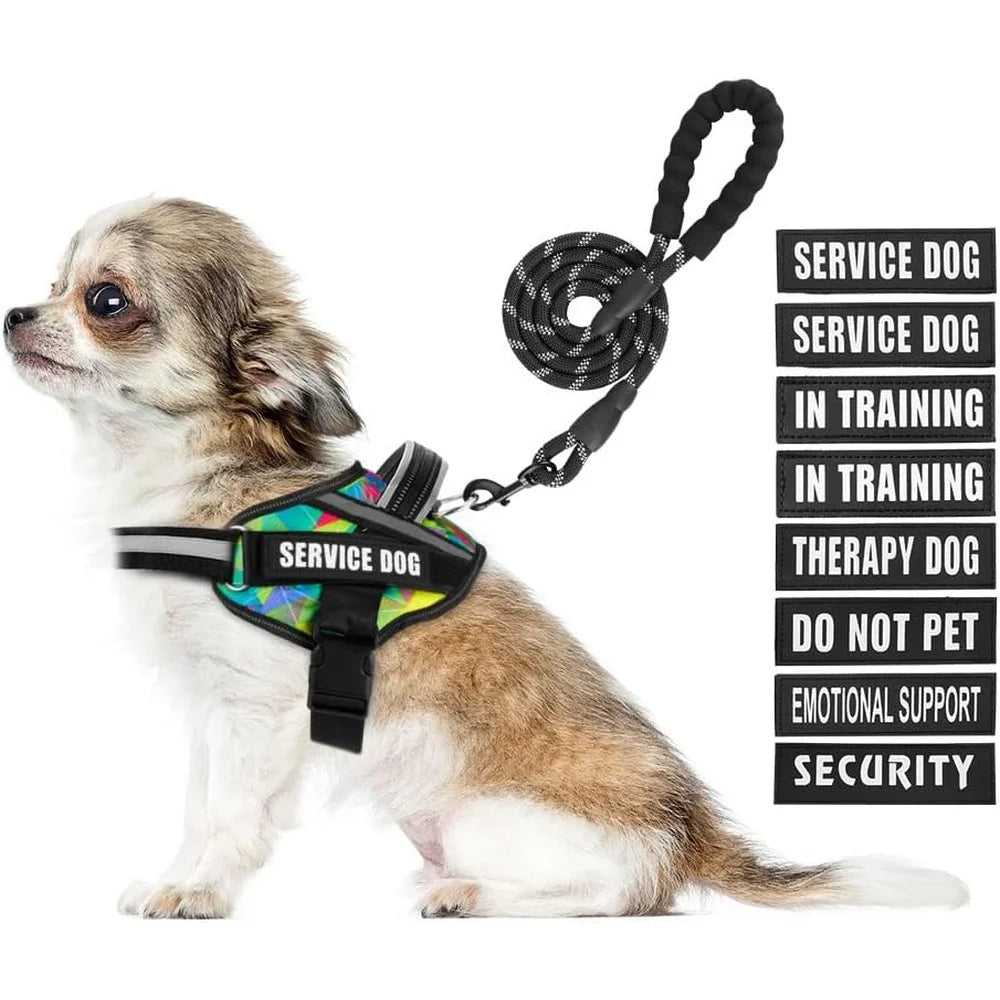 Fujian Service Dog Harness Leash Set Reflective No Pull