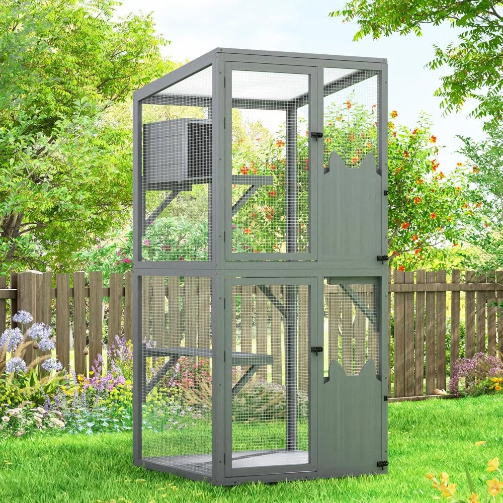 Closure Catio Outdoor Cat Enclosure Window Box with Wheels