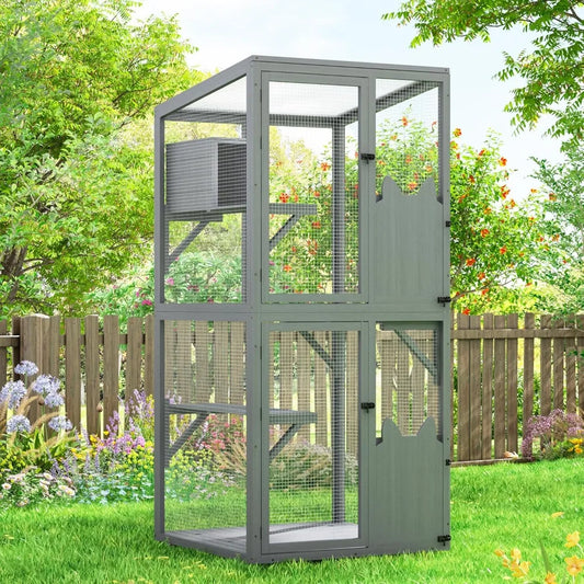 Closure Catio Outdoor Cat Enclosure Window Box with Wheels