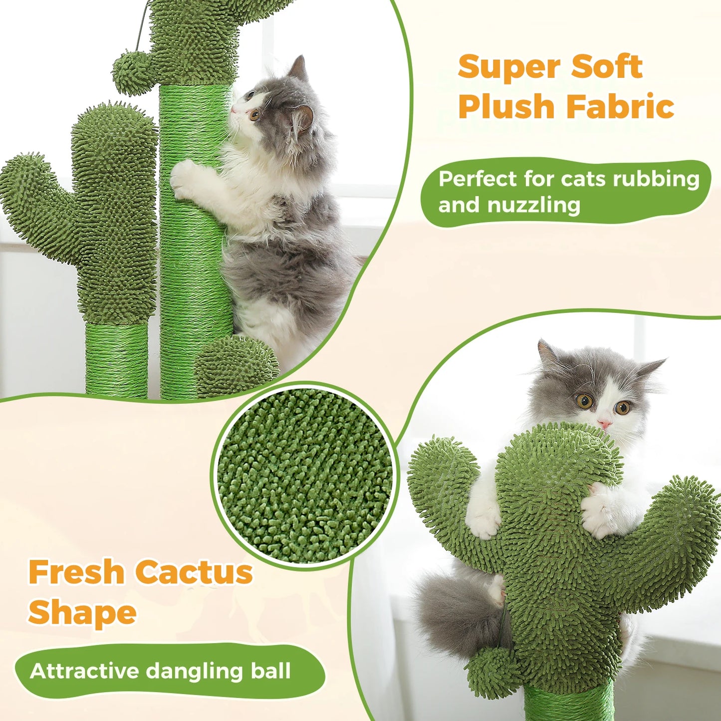 PEQULTICN Cactus Cat Tree Indoor Condo And Hammock Stand