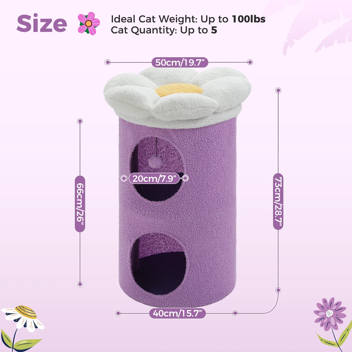 PAWZ Road Two Story Cat Bed Indoor House With Flower