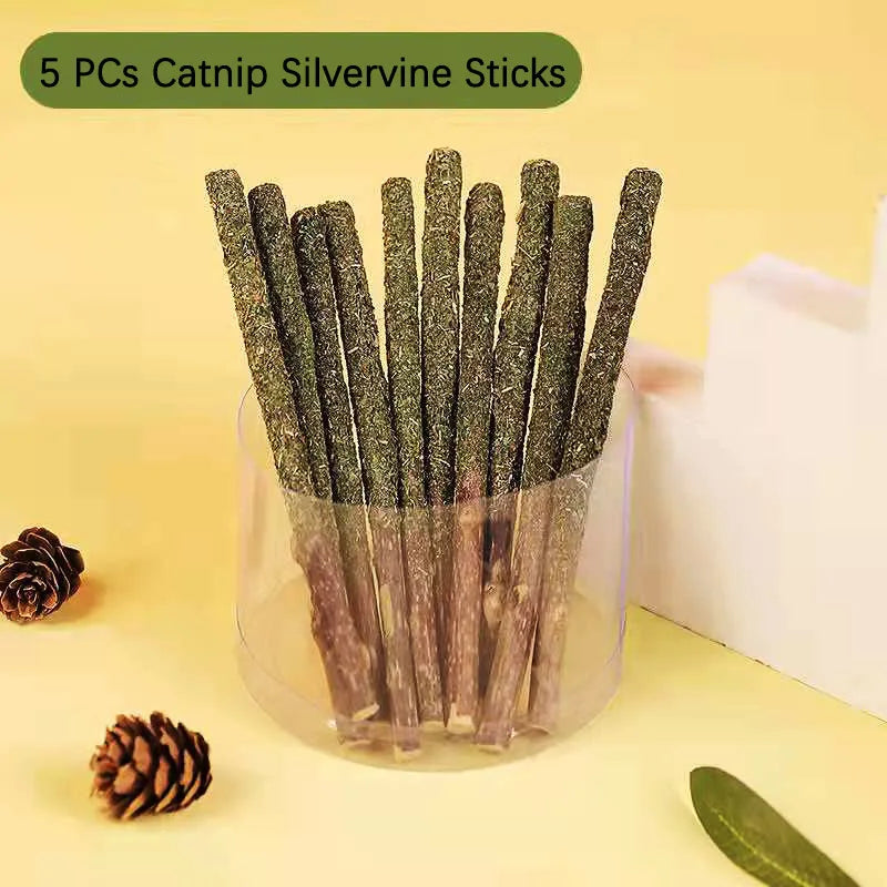 Natural Catnip Stick Cat Cleaning Teeth Molar Toothpaste Stick Silvervine Actinidia Fruit Cat Snacks Sticks Pet Cat Cleaning