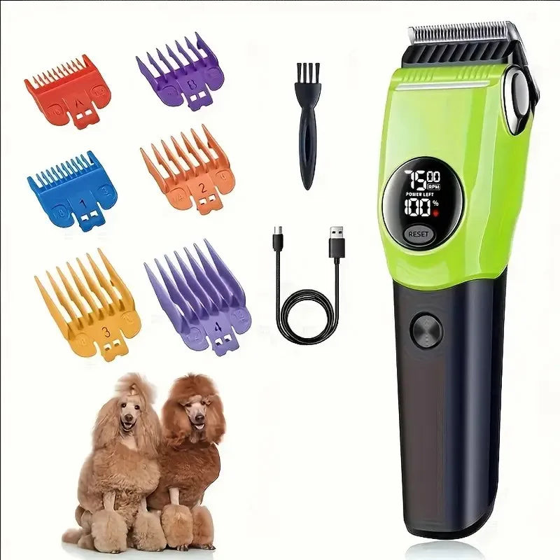 Pet Clipper Professional Dog Hair Trimmer Cat Grooming Shaver 7500 RPM LED Rechargeable Suitable for Large Medium and Small Pets