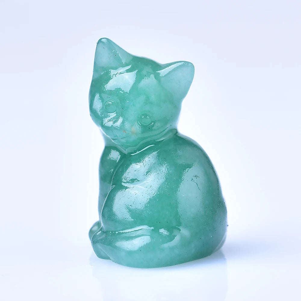 Natural crystal carved cat, a perfect choice for home decoration as a crystal gift ornament, a great option for healing crystals