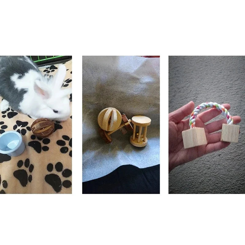 Natural Wood Chew Toys For Small Pets Rabbits Hamsters Rats