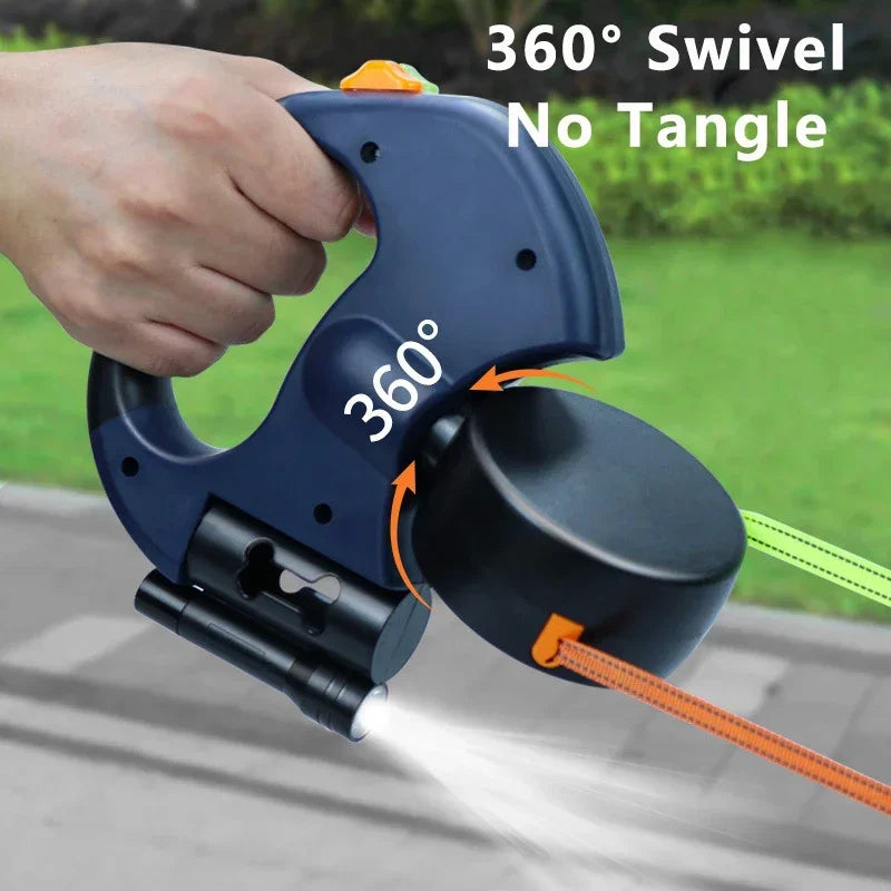 Retractable Dual Dog Leash With LED Light 360 Swivel