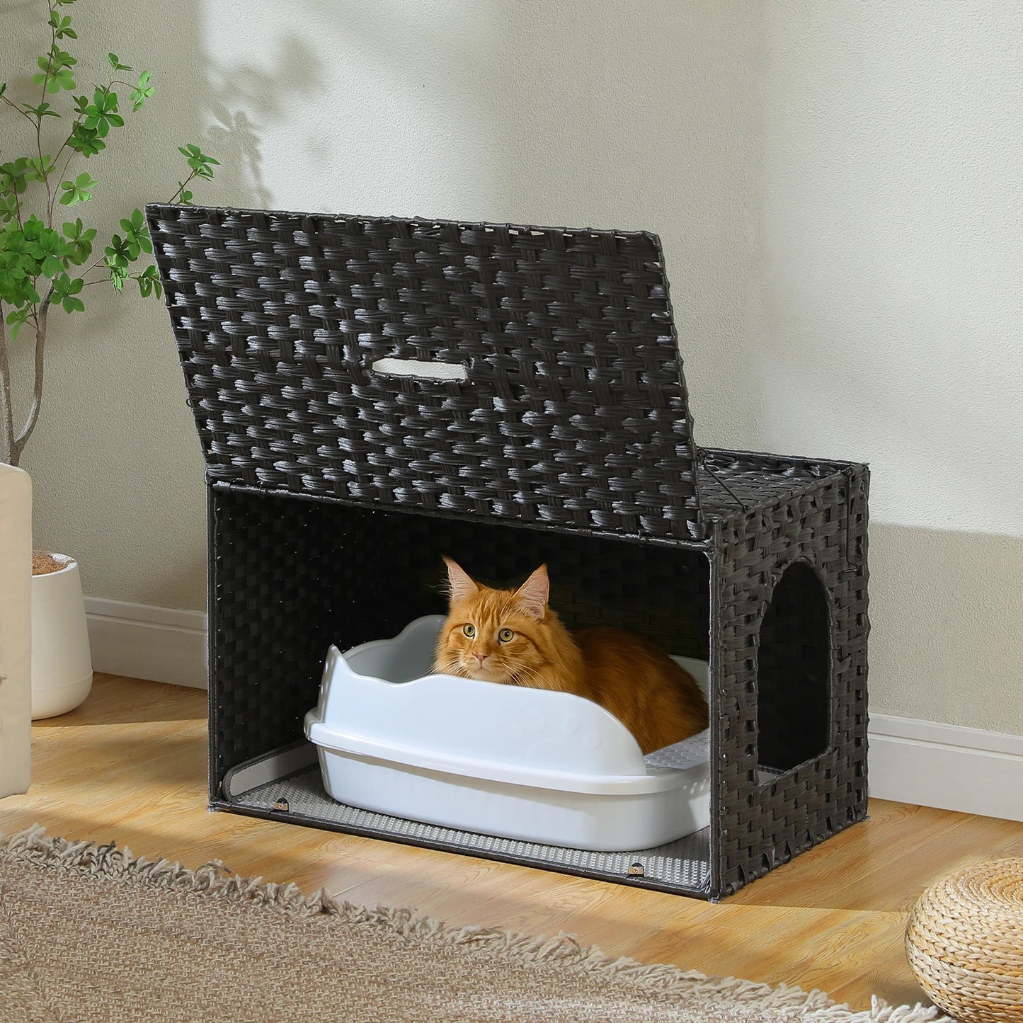 PAWZ Road Rattan Cat Litter Box Enclosure Hidden Furniture