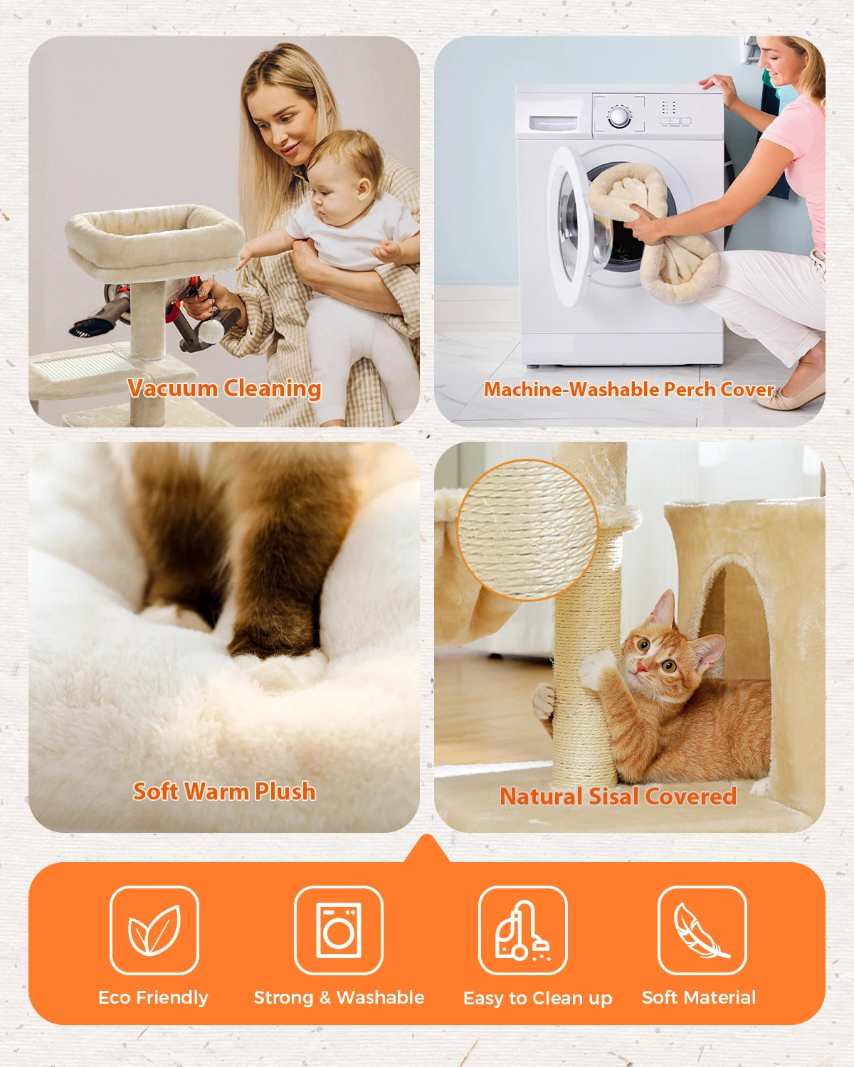Cat Tree Cat Tower for Indoor Cats with Big Hammock Removable Top Perch and Scratching Posts Grey