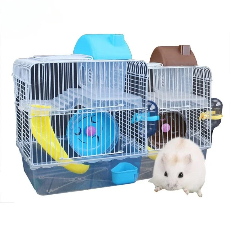 Villa Shaped Double Story Hamster Cage With Feeding Bowl