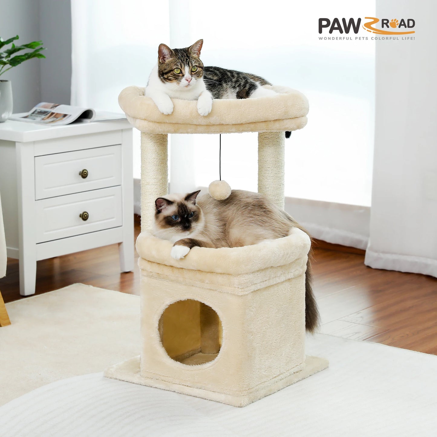 PEQULTICN Cat Tree Tower With Cozy Condo And Plush