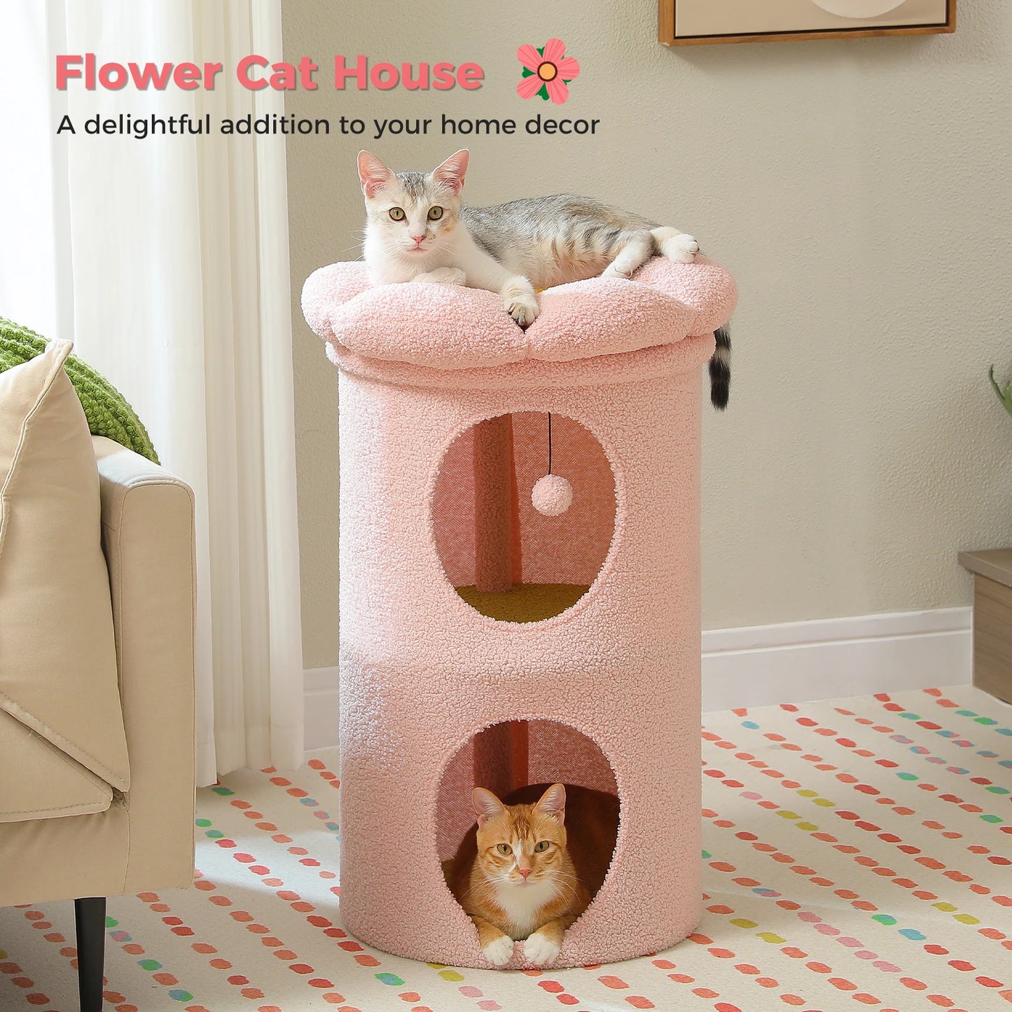 PAWZ Road Two Story Cat Bed Indoor House With Flower
