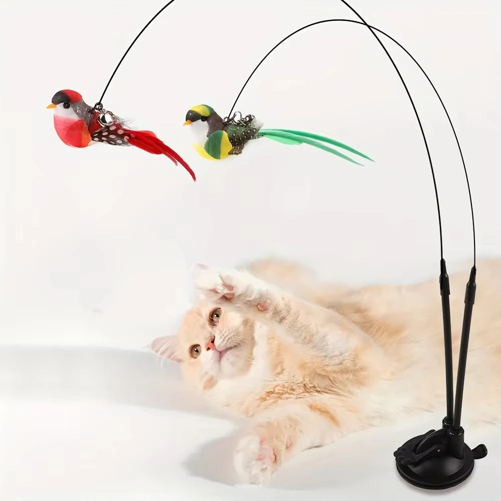Interactive Cat Wand With Non Slip Suction Cup Base