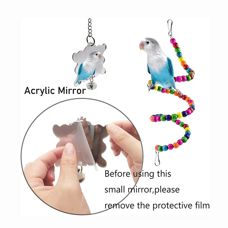 Zhejiang 7pc Wood Parrot Toys Cage Accessories Swing Set