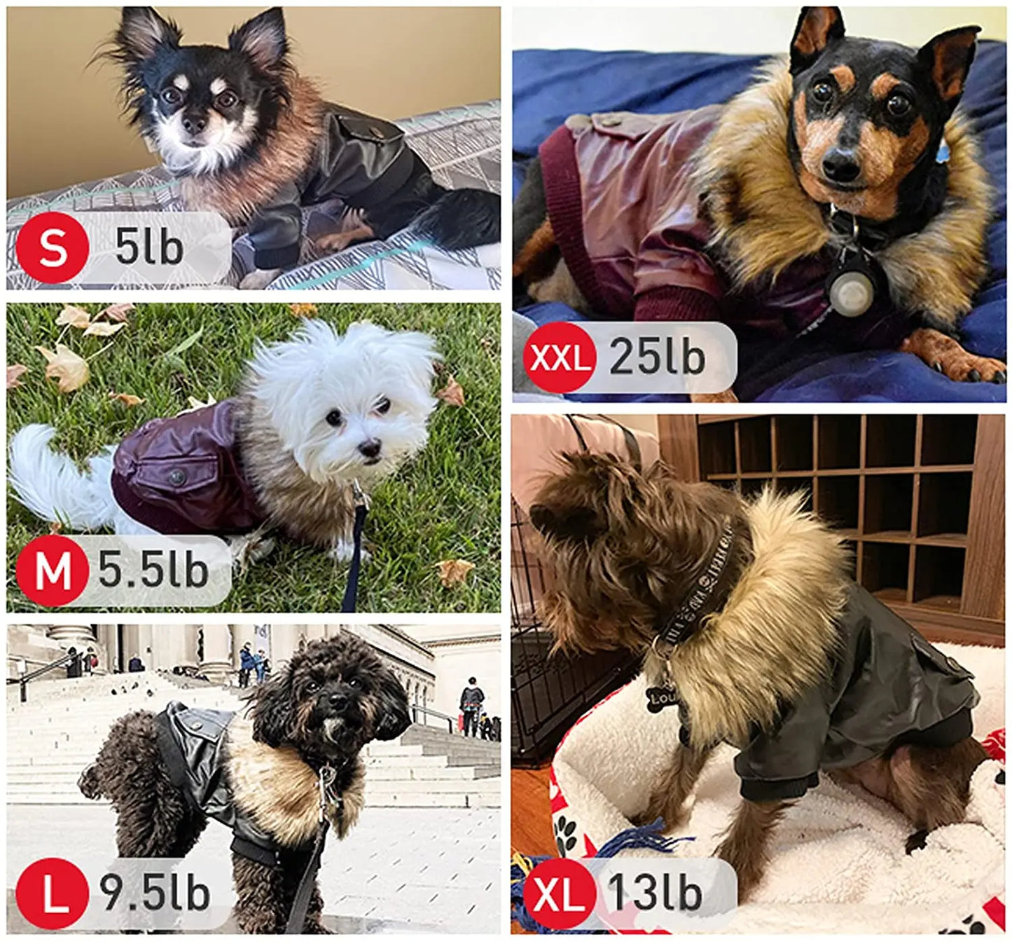 Waterproof PU Leather Dog Coat Small Medium Warm Jacket