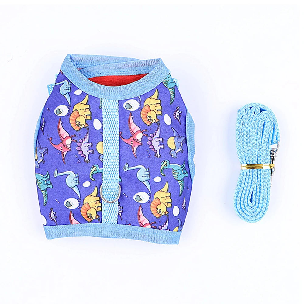 Small Pet Collar Harness Tow Rope Multi-color Adjustable Rabbit Dutch Ferret Hamster Guinea Pig Hedgehog Outdoor Walking Clothes