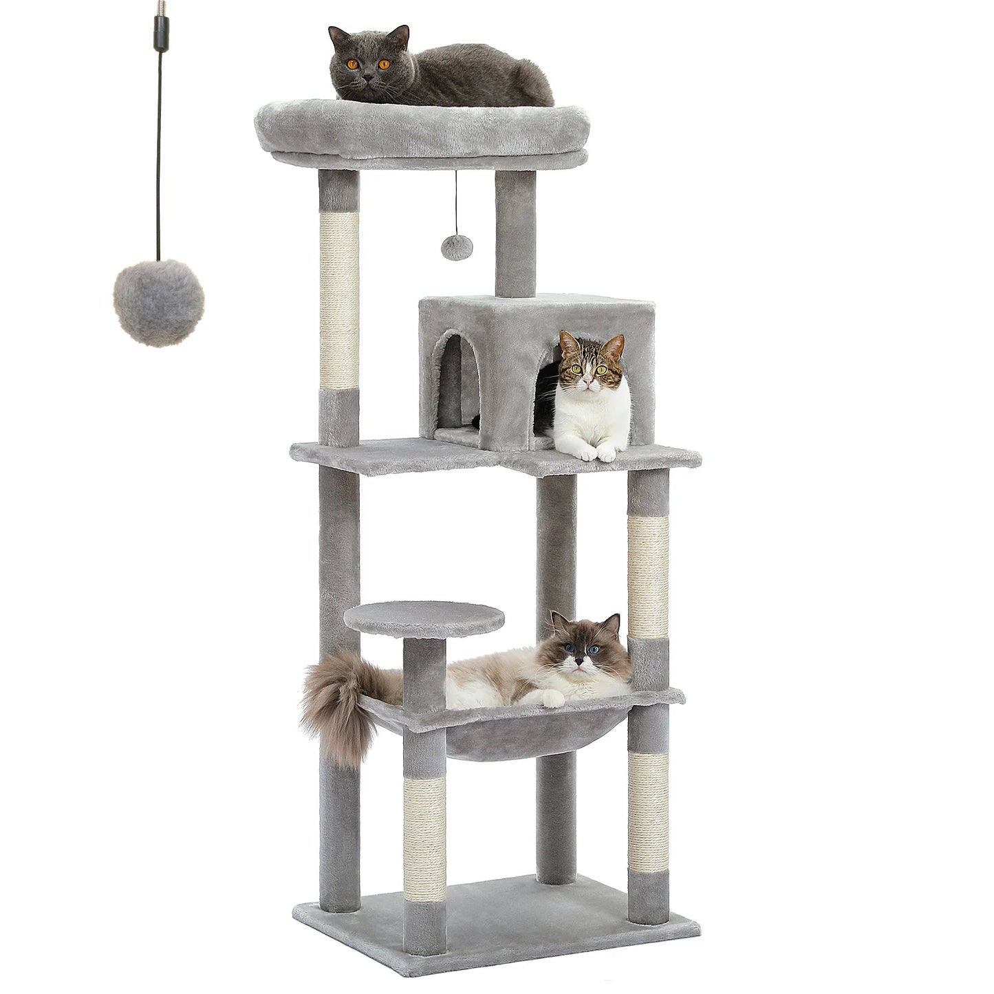 Cat Tree for Indoor Cats 5 Level Cat Tower with Large Hammock and Cozy Condo for Large Cats