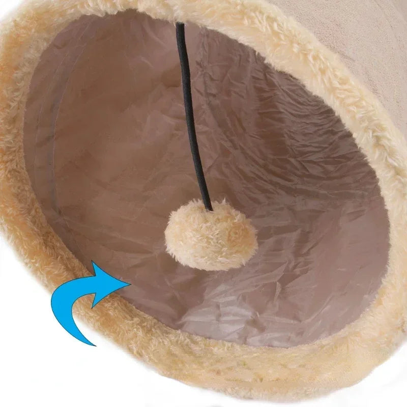 Foldable Cat Tunnel Tube Toy Collapsible Suede Fabric Play Tent Indoor Exercising Hiding Training Interactive Pet Supplies