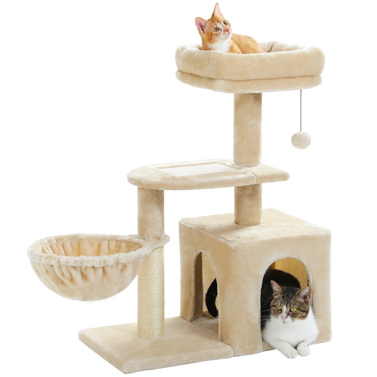 Cat Tree Cat Tower for Indoor Cats with Big Hammock Removable Top Perch and Scratching Posts Grey