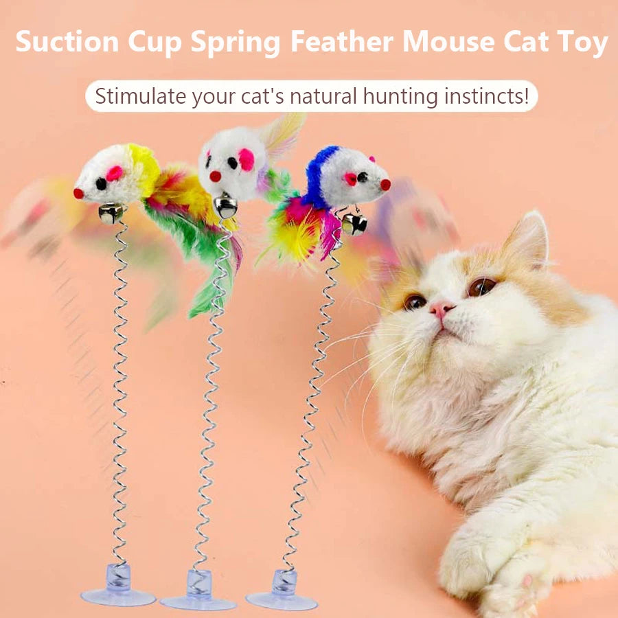 Art Lalic Swinging Mouse Cat Toy With Bell Suction Cup
