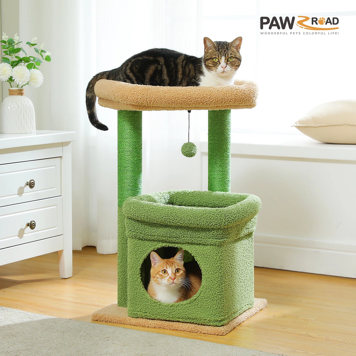 PEQULTICN Cat Tree With Cozy Condo And Plush Top Perch
