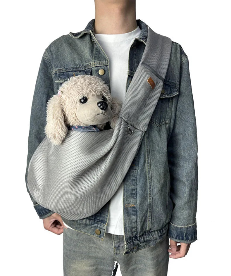 Mesh Polyester Breathable Dog Bag Pet Crossbody Shoulder Bag Outdoor Travel Portable Cat Puppy Sling Bag Tote Carrying Supplies
