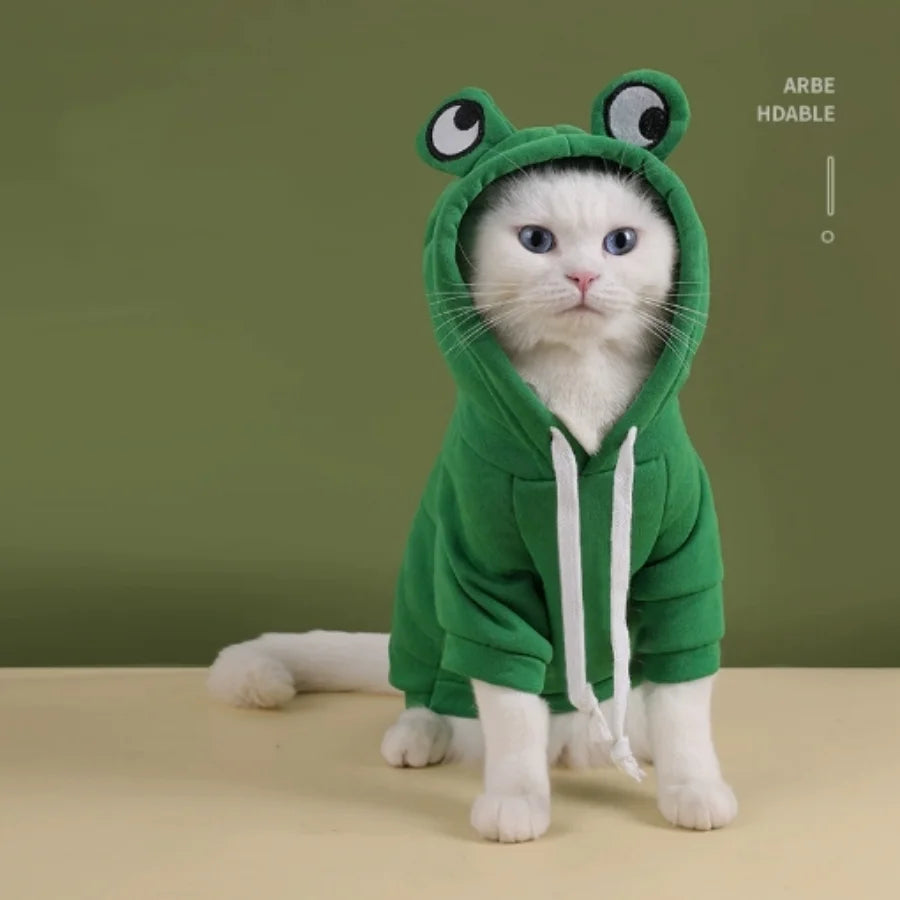 MINISO Cute Frog Design Pet Hoodie Velvet Warm Winter For Dogs And Cats