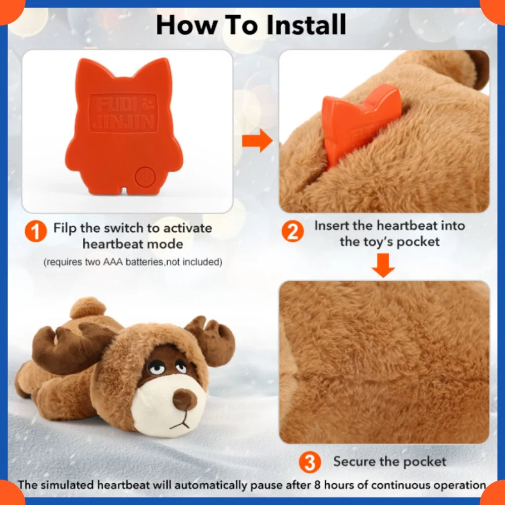 Fuled Christmas Puppy Heartbeat Plush Toys For Dog Training