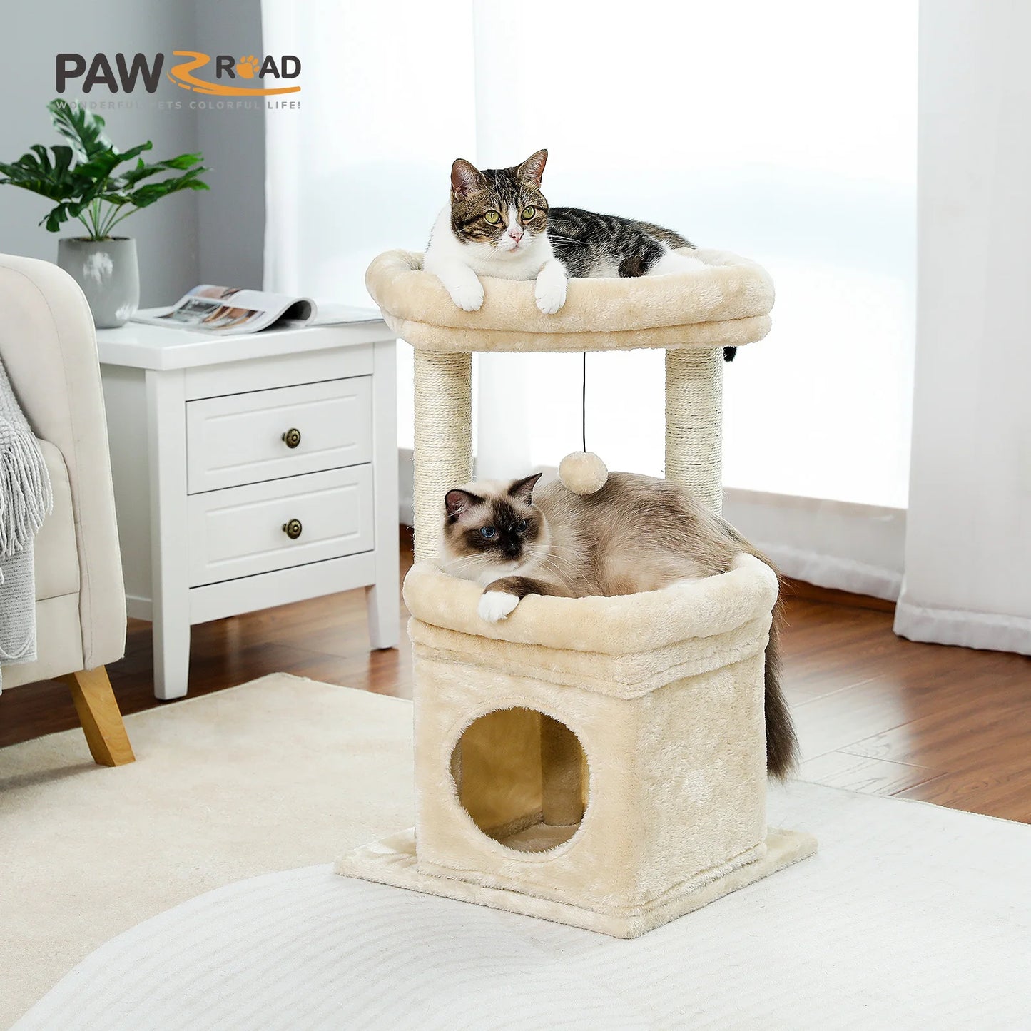 PEQULTICN Cat Tree With Cozy Condo And Plush Top Perch