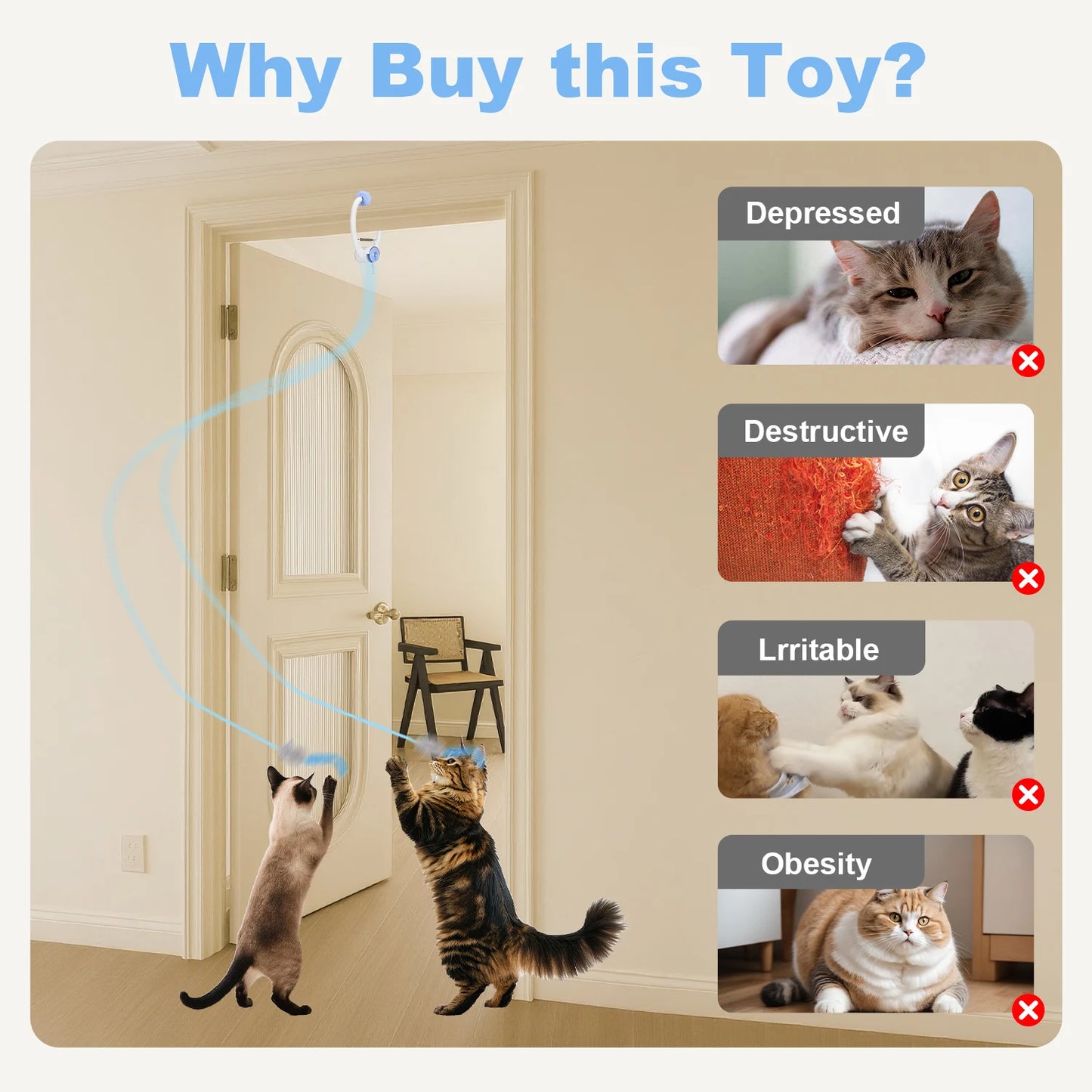 Cityflee Electric Door Hanging Cat Toy USB Rechargeable Interactive