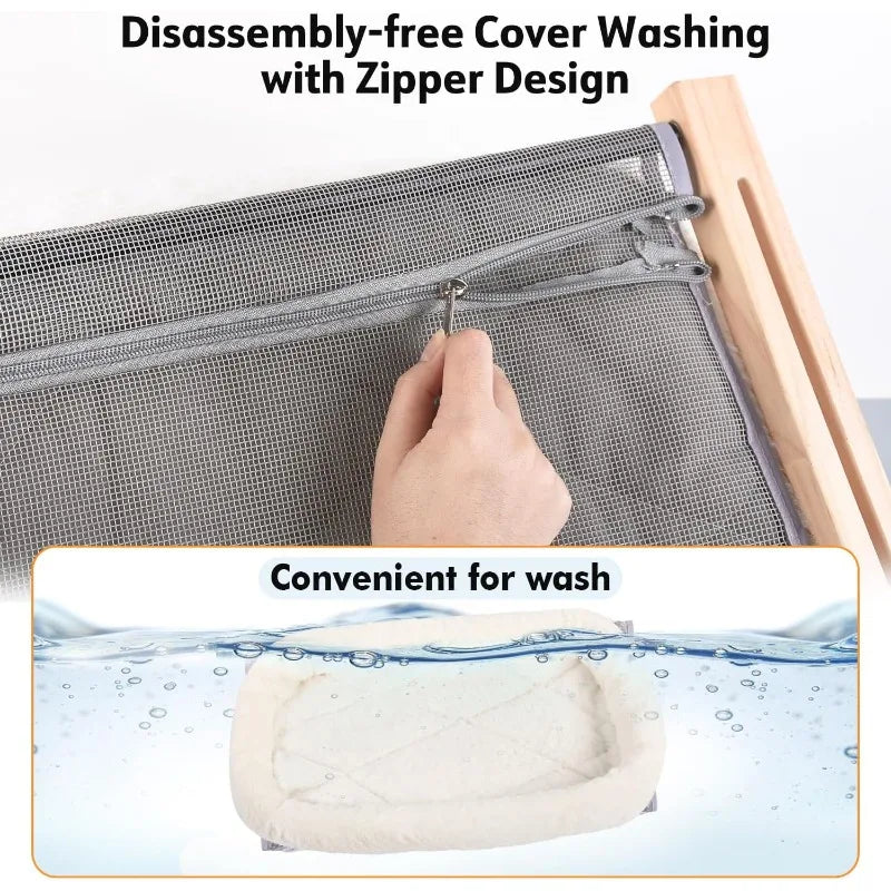 Cat Window Sill Perch Hammock With Wood And Metal Frame