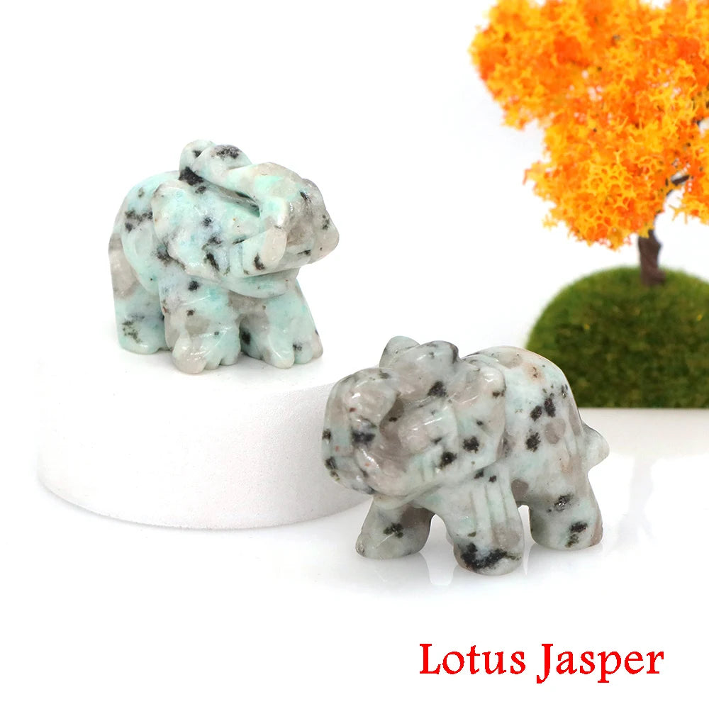 Lucky Elephant Statue Aventurine Amethyst Crystal Feng Shui Figurine Chakra