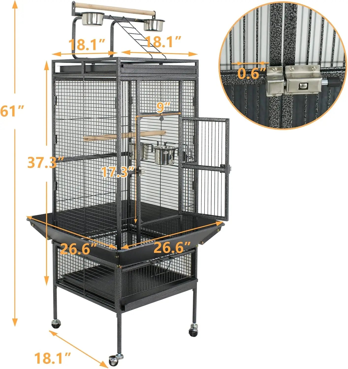 Bird Cage With Rolling Stand For Parakeets And Small Birds