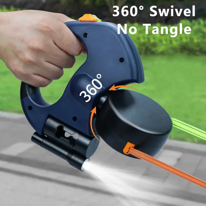 Retractable Dual Dog Leash With LED Light 360 Swivel