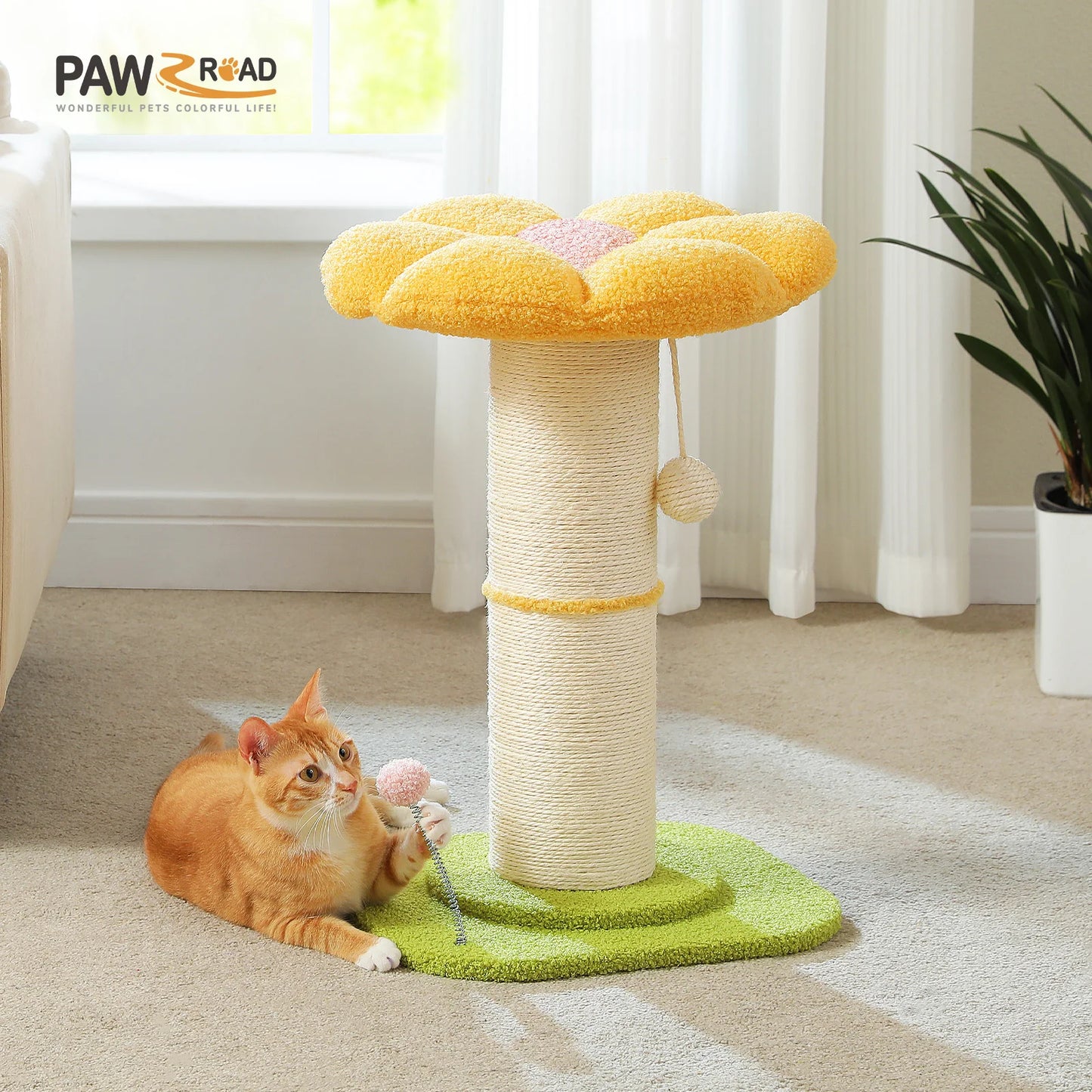 PAWZ Road Flower Cat Scratching Post With Removable Bed Indoor Cat Tower