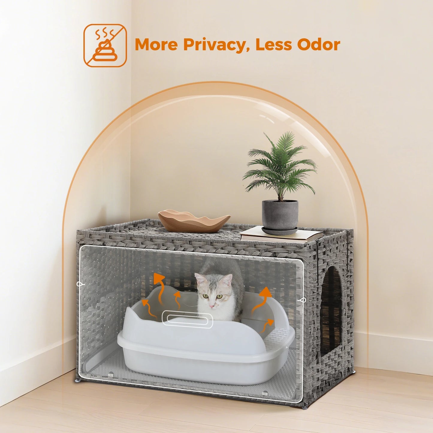 PAWZ Road Rattan Cat Litter Box Enclosure Hidden Furniture